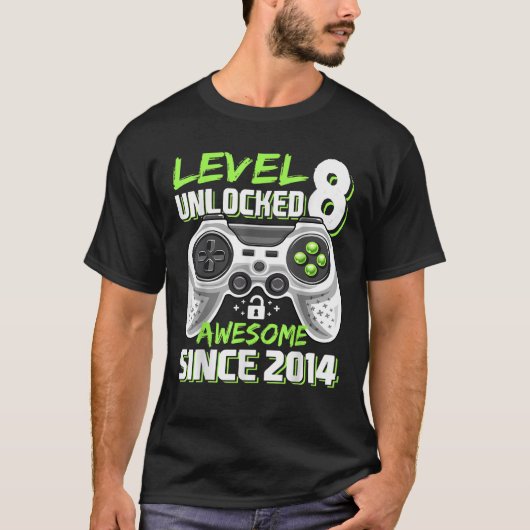 Niveau 8 Geweldige 2014-videogame 8th Birth T-shirt (Voorkant)