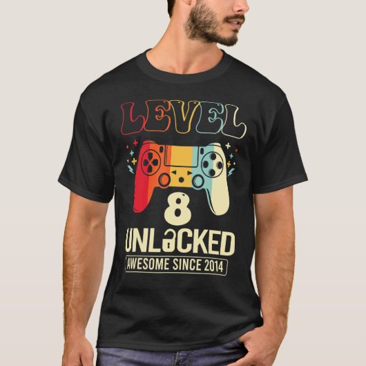 Niveau 8 Geweldige 2014-videogame 8th Birth T-shirt (Voorkant)