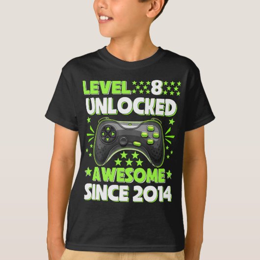 Niveau 8 Geweldige 2014-videogame 8th Birth T-shirt (Voorkant)