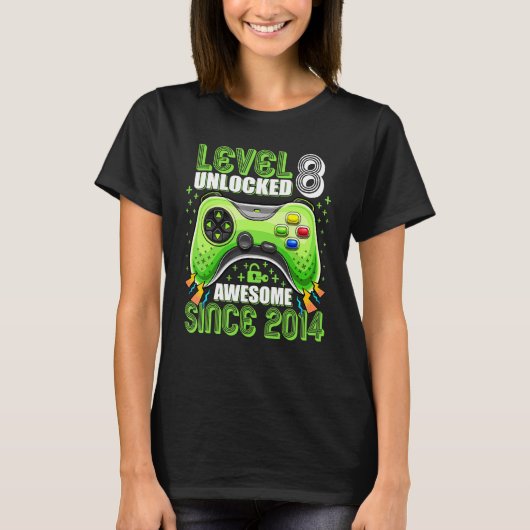 Niveau 8 Geweldige 2014-videogame 8th Birth T-shirt (Voorkant)