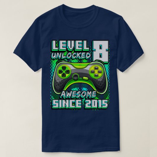 Niveau 8 Geweldige 2015-videogame 8th Birth T-shirt (Design voorkant)