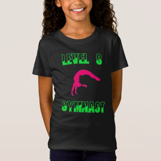 Niveau 8 Gymnast Neon Pink en Green T-Shirt (Voorkant)