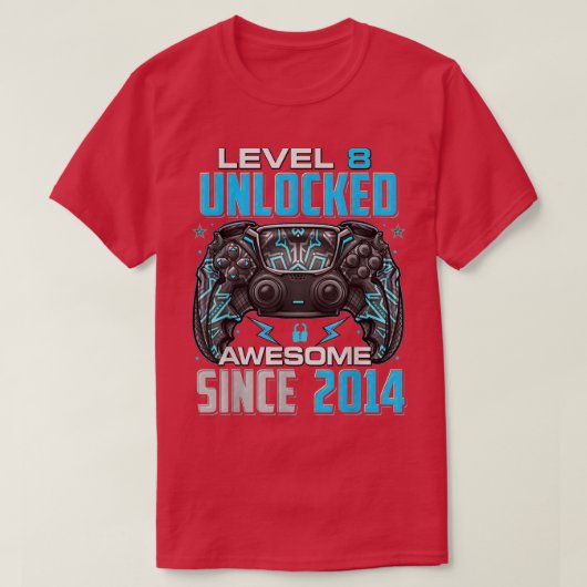 Niveau 8 niet-vergrendeld Geweldige sinds 2014 8e  T-shirt (Design voorkant)