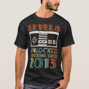 Niveau 8 niet-vergrendelde startdag 8 jaar oud Gew T-shirt