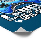 Niveau 8 onvergrendelde videogame 8e verjaardag ga poster (Hoek)