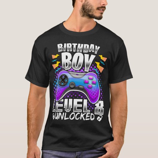 Niveau 8 Onvergrendelde videogame 8e verjaardag Ga T-shirt (Voorkant)