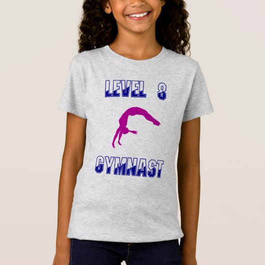 Niveau 8 Turnster Blauwe en Magenta Turnen T-shirt (Voorkant)