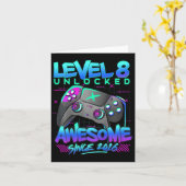 Niveau 8 Unlocked 8 Jaar Oud Jongen Verjaardagscad Kaart (Gele Bloem)