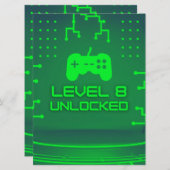 Niveau 8 Unlocked Gaming 8e verjaardag Kaart (Voorkant / Achterkant)