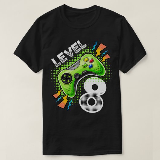 Niveau 8 videospelcontroller 8e verjaardag gamer G T-shirt (Design voorkant)