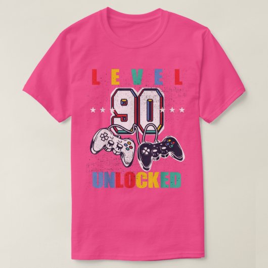 Niveau 90 onvergrendelde grappige videogame 90e ve t-shirt (Design voorkant)