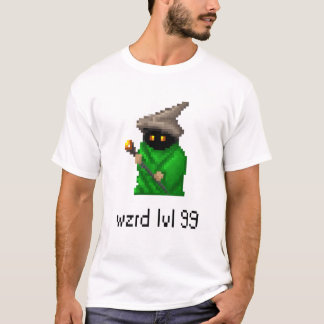 Niveau 99 Wizard Pixel Art - Groen T-shirt