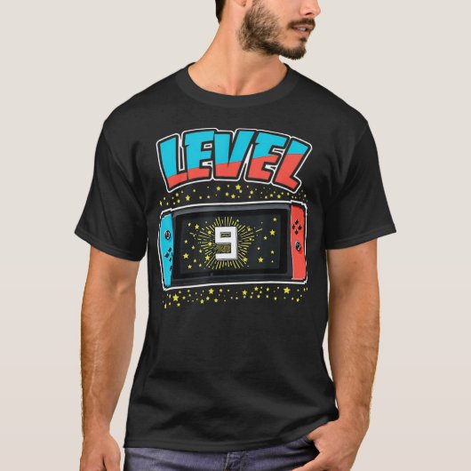 Niveau 9 geboorte jongen 9 jaar oude videogames Gi T-shirt (Voorkant)