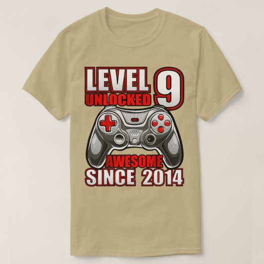 Niveau 9 Geweldige 2014-videogame 9de geboorte zon T-shirt (Design voorkant)