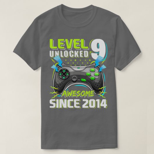 Niveau 9 Geweldige 2014-videogame 9de geboorte zon T-shirt (Design voorkant)