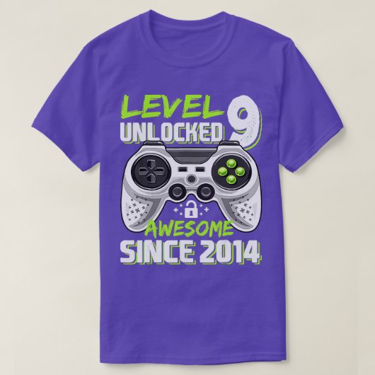 Niveau 9 Geweldige 2014-videogame 9de geboorte zon T-shirt (Design voorkant)