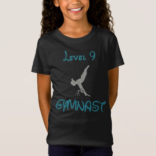 Niveau 9 Gymnast Fancy doopvont Glitter T-Shirt (Voorkant)