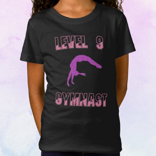 Niveau 9 Gymnast Pink en Paarse Sparkle T-Shirt