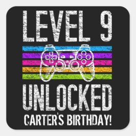 Niveau 9 onvergrendelde 9e verjaardag persoonlijke vierkante sticker