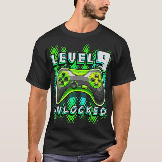 Niveau 9 Onvergrendelde videogame 9e verjaardag Ga T-shirt (Voorkant)