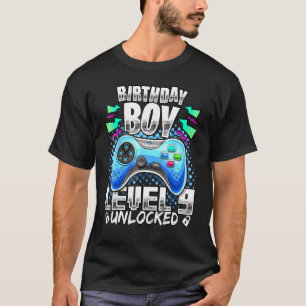Niveau 9 onvergrendelde videogame 9e verjaardag ga t-shirt