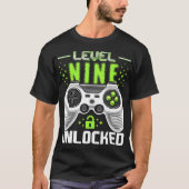 Niveau 9 onvergrendelde videogame 9e verjaardag ga t-shirt (Voorkant)