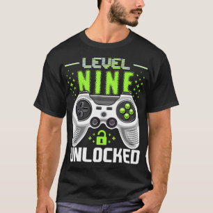 Niveau 9 onvergrendelde videogame 9e verjaardag ga t-shirt