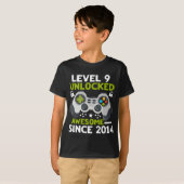 Niveau 9 Unlocked Cute 2014 Video Game 9th Birthda T-shirt (Voorkant volledig)