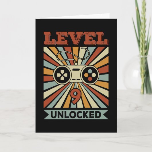 Niveau 9 Unlocked Video Gamer Verjaardag Kaart (Voorkant)