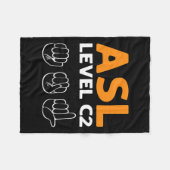 - Niveau C2. ASL Bewustzijn Hand Gebarentaal Doof Fleece Deken (Voorkant (Horizontaal))