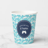 Niveau | Gamer Pattern - Aangepaste verjaardag Papieren Bekers (Achterkant)