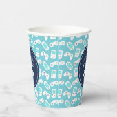 Niveau | Gamer Pattern - Aangepaste verjaardag Papieren Bekers (Rechts)