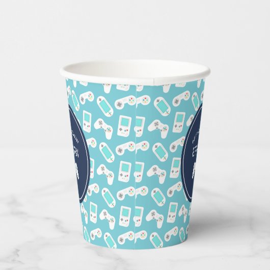 Niveau | Gamer Pattern - Aangepaste verjaardag Papieren Bekers (Rechts)