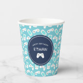 Niveau | Gamer Pattern - Aangepaste verjaardag Papieren Bekers (Voorkant)