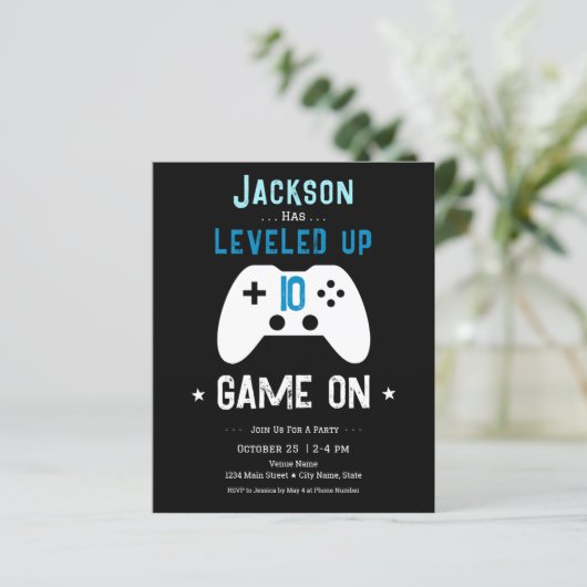 Niveau Omhoog 10e Verjaardag Videogame Papier Blad (Staand voorkant)