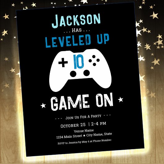 Niveau Omhoog 10e Verjaardag Videogame Papier Blad