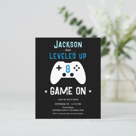 Niveau Omhoog 8e Verjaardag Videogame Papier (Staand voorkant)