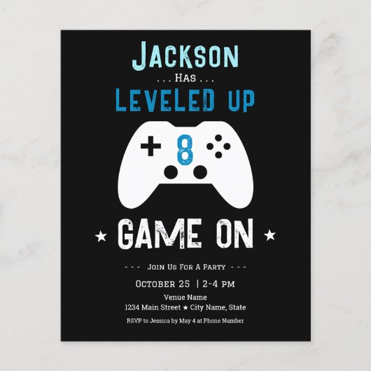 Niveau Omhoog 8e Verjaardag Videogame Papier (Voorkant)