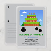 Niveau omhoog! Afdrukbare Video Game Party Uitnodi Kaart (Voorkant / Achterkant)