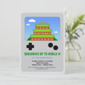 Niveau omhoog! Afdrukbare Video Game Party Uitnodi Kaart (Staand voorkant)