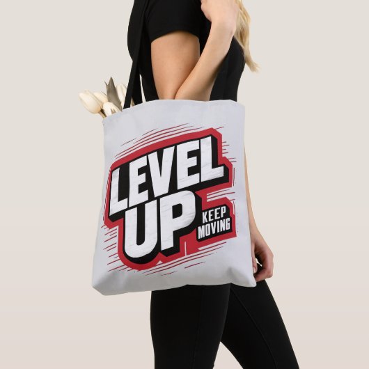 Niveau omhoog Blijf bewegen Tote Bag (Dichtbij)