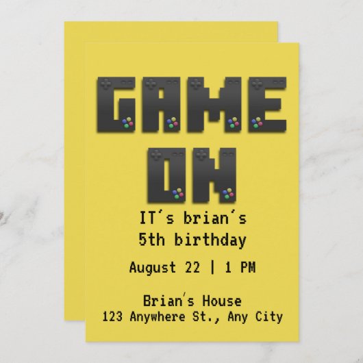 Niveau omhoog! Epic Video Game Verjaardag Uitnodig Kaart (Voorkant / Achterkant)