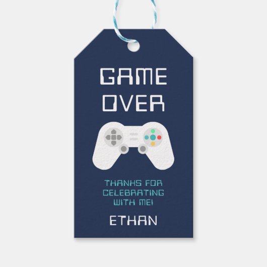 Niveau omhoog | Gamer Thema Gepersonaliseerde Verj Cadeaulabel (Voorkant)