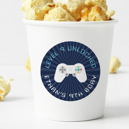 Niveau omhoog | Gamer thema Gepersonaliseerde verj Ronde Sticker