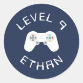 Niveau omhoog | Gamer thema Gepersonaliseerde verj Ronde Sticker (Voorkant)
