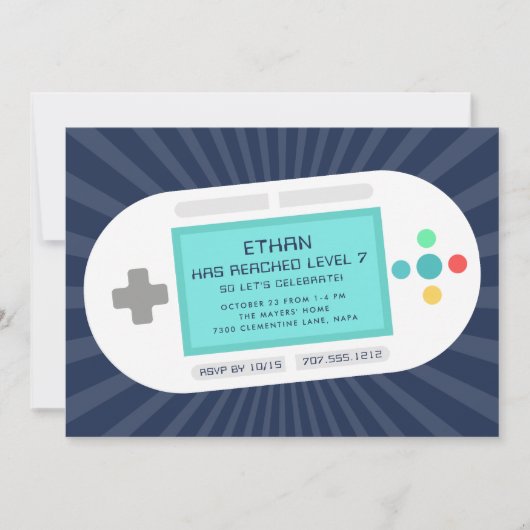 Niveau omhoog | Gamer Theme Kids Verjaardagsfeest Kaart (Voorkant)