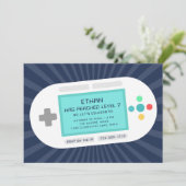 Niveau omhoog | Gamer Theme Kids Verjaardagsfeest Kaart (Staand voorkant)