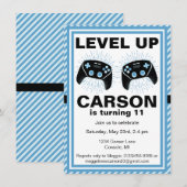 Niveau Omhoog Gepersonaliseerde Gamer Pizza Party  Kaart (Voorkant / Achterkant)