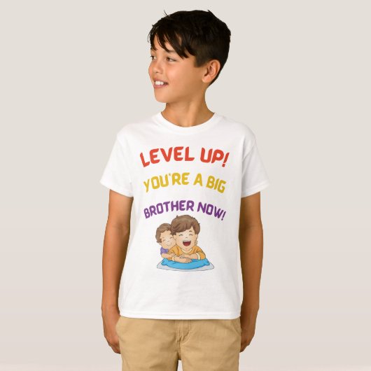 Niveau omhoog! Je bent nu een grote broer! T-shirt (Voorkant volledig)