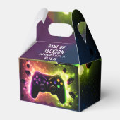 Niveau omhoog! Neon Video Game Verjaardagsfeest Bedankdoosjes (Voorkant Zijde)